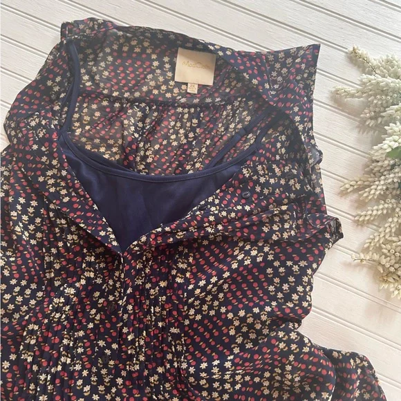 ModCloth ~ new ~ Sleeveless Retro Pleated Chiffon Fruit Floral Dress size 2X - Picture 12 of 16